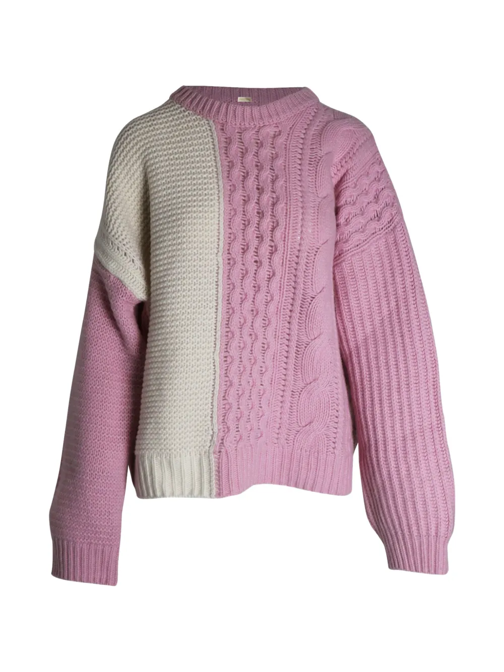 Stine Goya chunky knit colour block top - Rosa