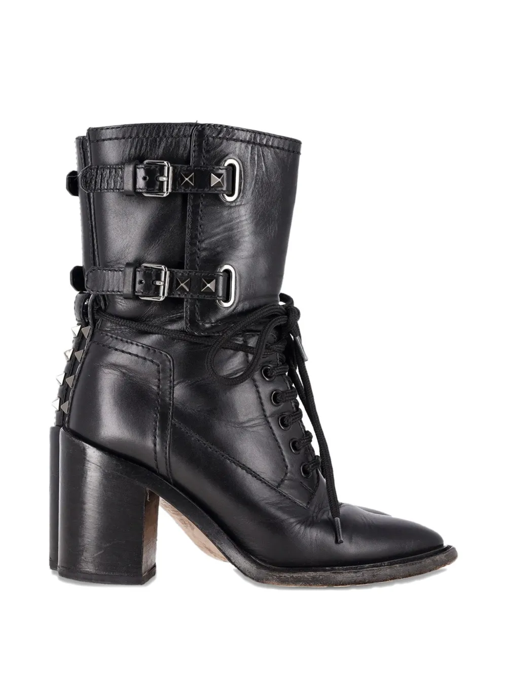 Valentino Garavani Pre-Owned Garavani rockstud buckle heeled boots - Nero