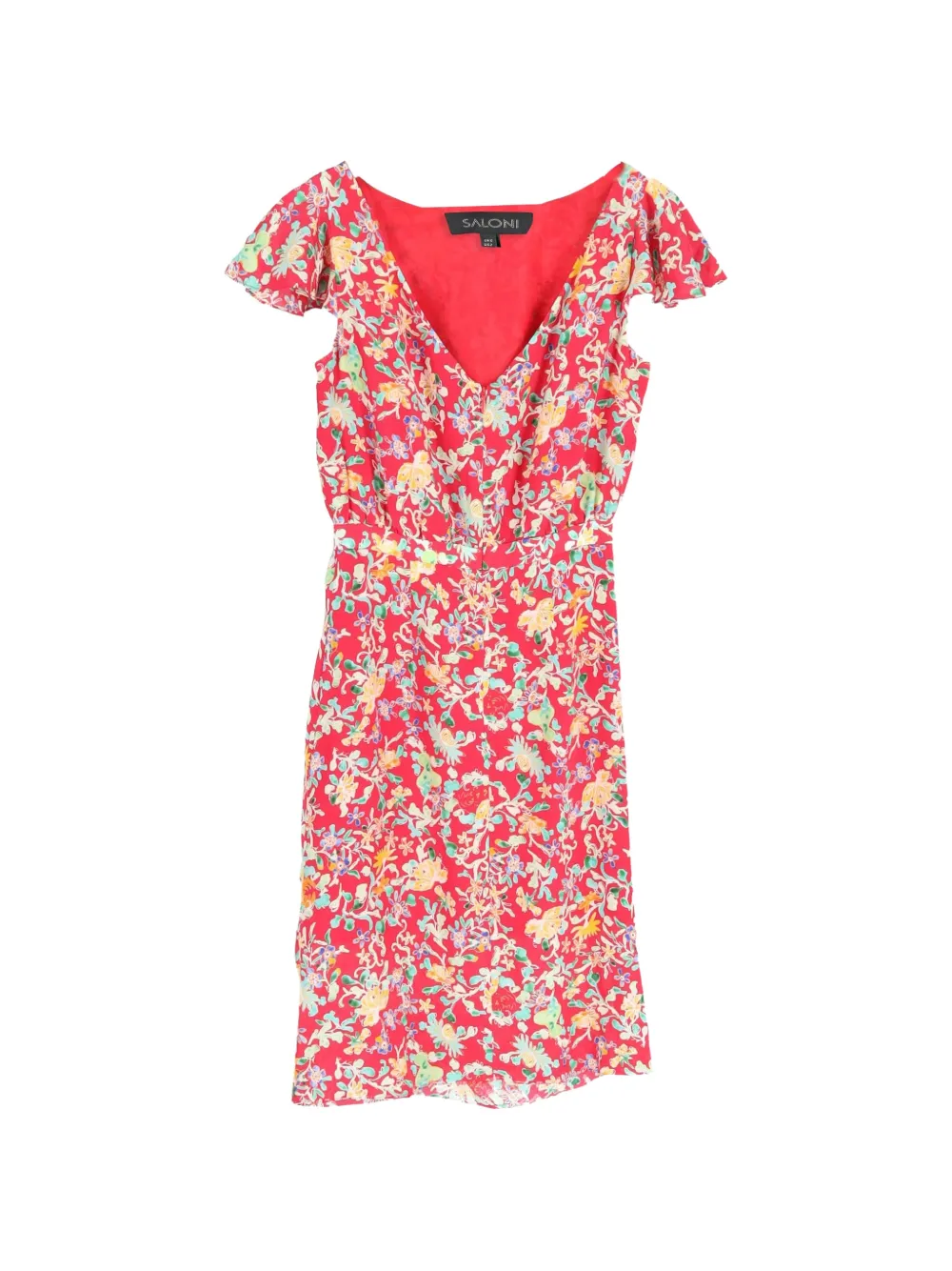 Saloni heather floral-print ruffle midi dress - Rosso