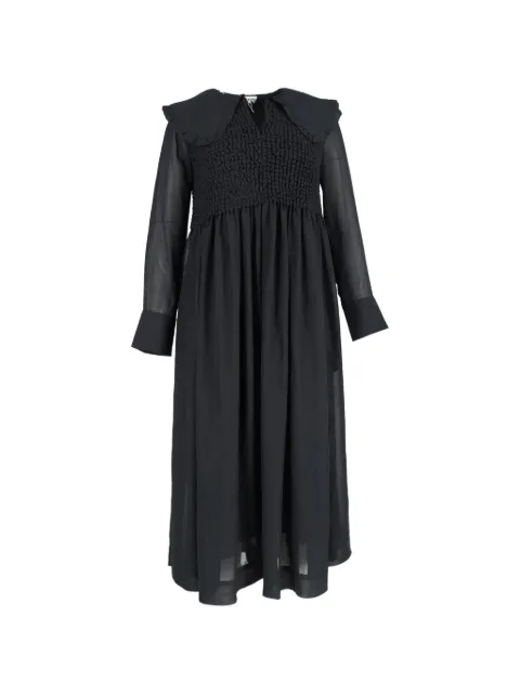 GANNI vestido manga larga fruncido