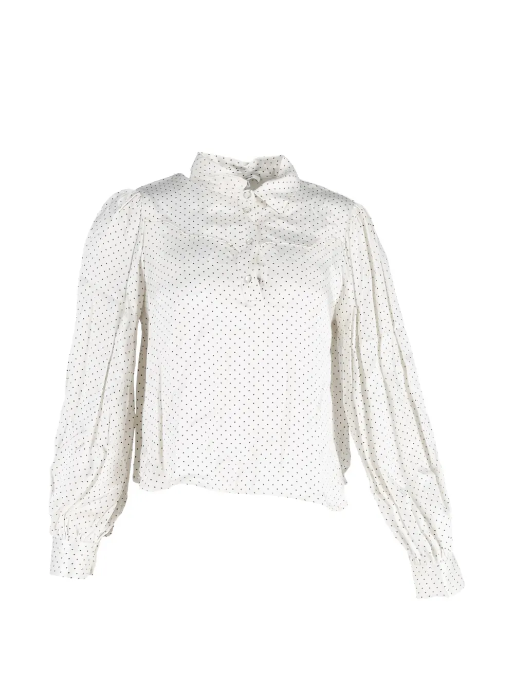 GANNI polka dot long-sleeve blouse - Bianco