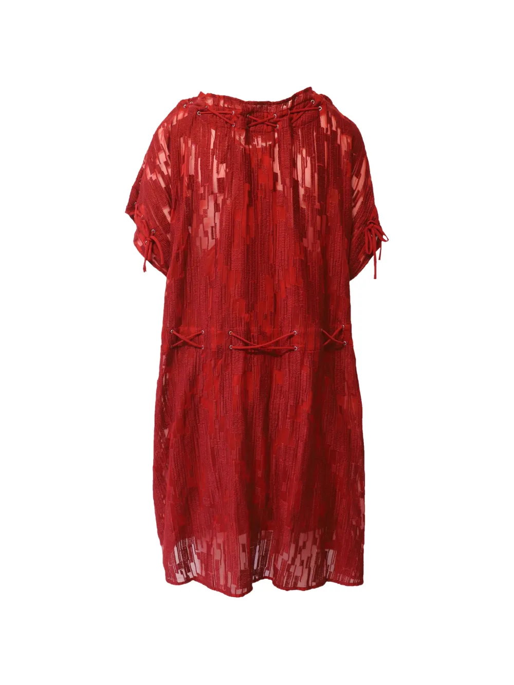 Lace-Up Textured Midi Dress