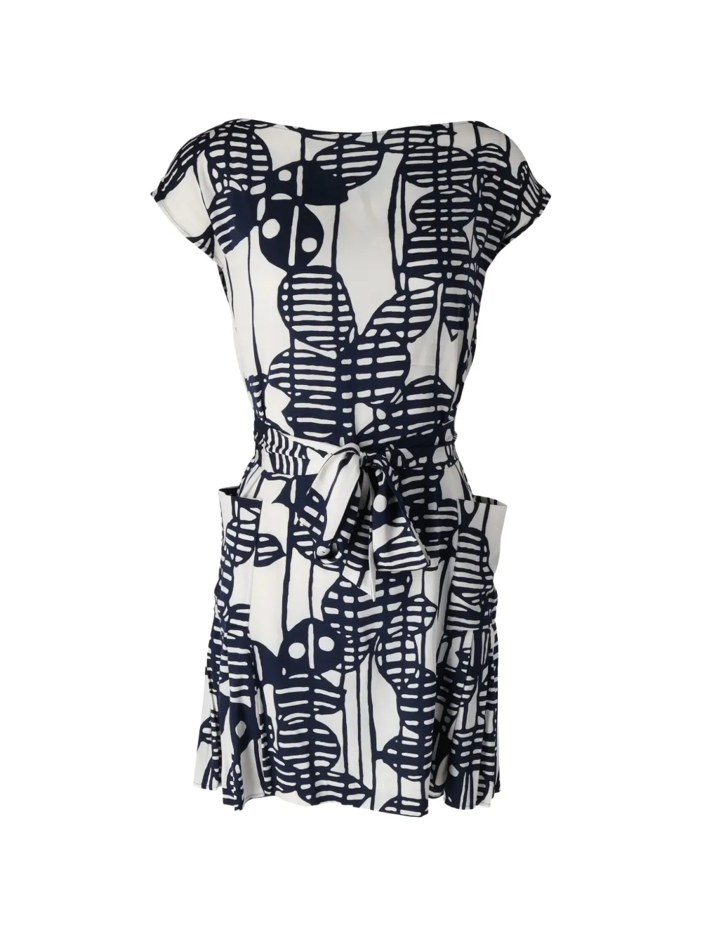 Diane Von Furstenberg Vintage belted printed dress - Bianco