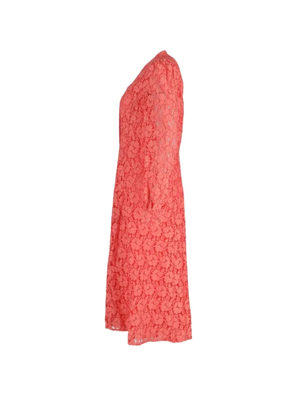 Michael Kors Vintage Long Sleeve Lace Midi Dress | Pink | FARFETCH PH