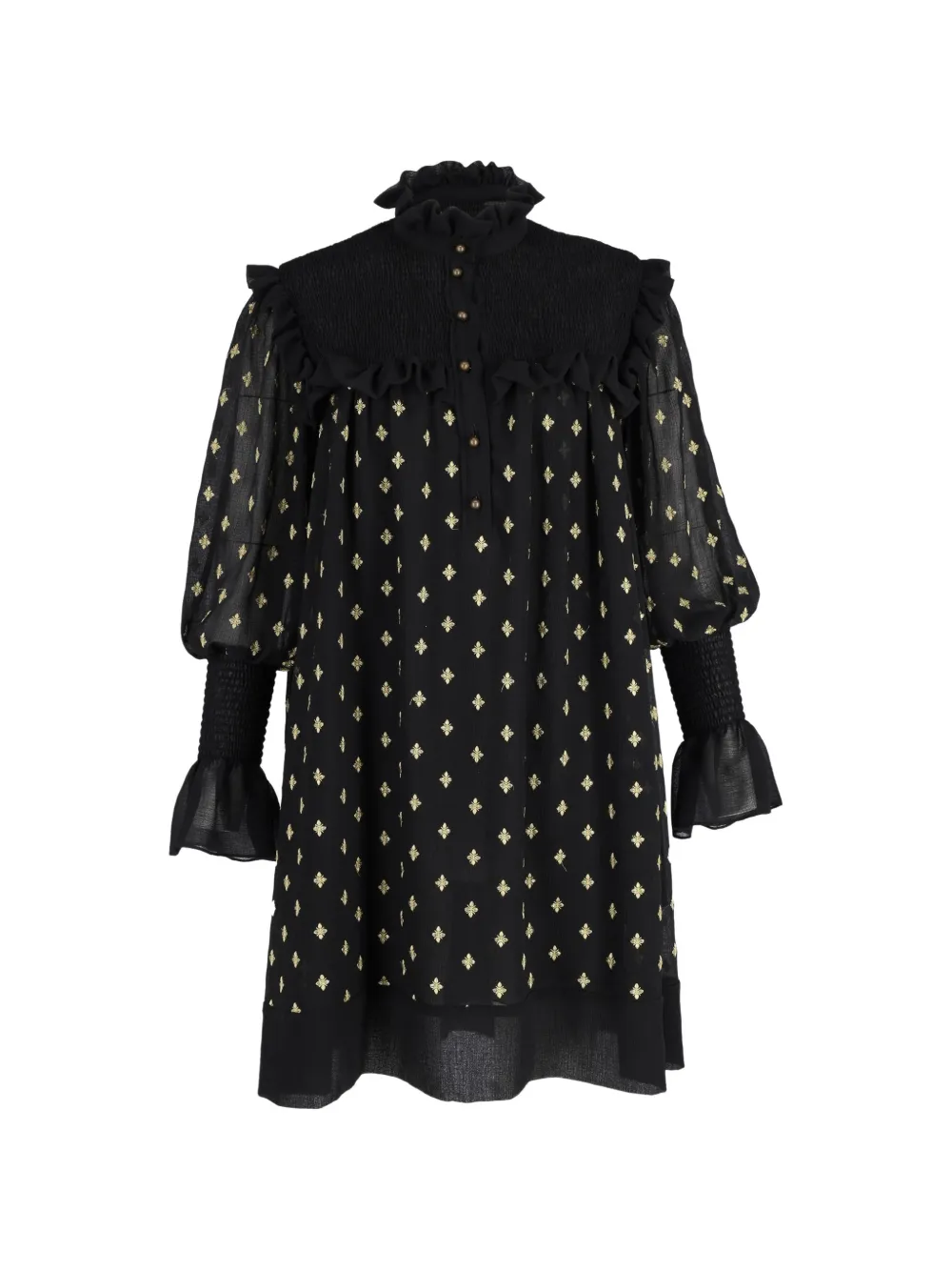 Philosophy Di Lorenzo Serafini ruffled-neck printed mini dress - Nero