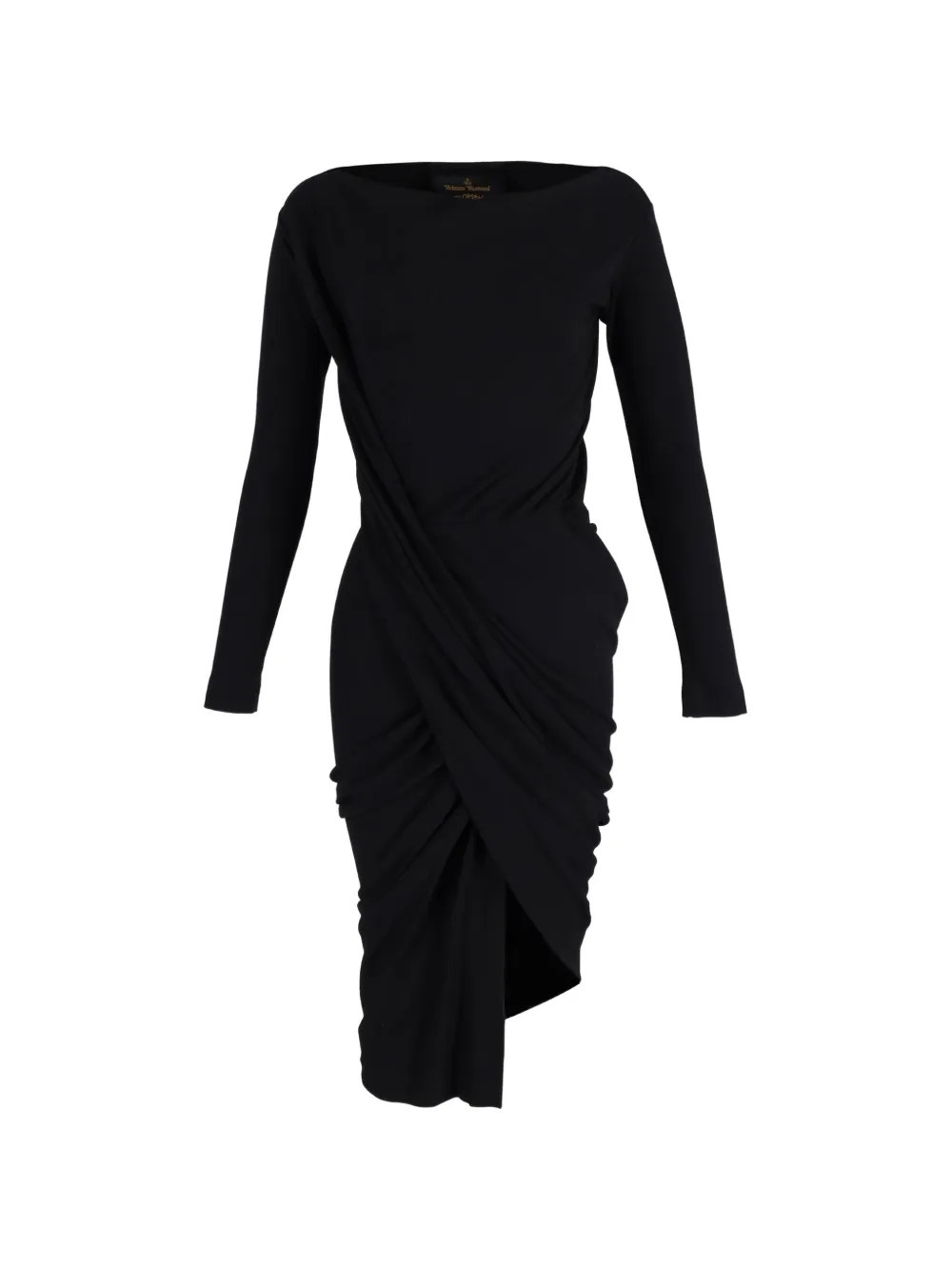 Vivienne Westwood Pre-Owned long-sleeve draped asymmetric-hem dress - Nero