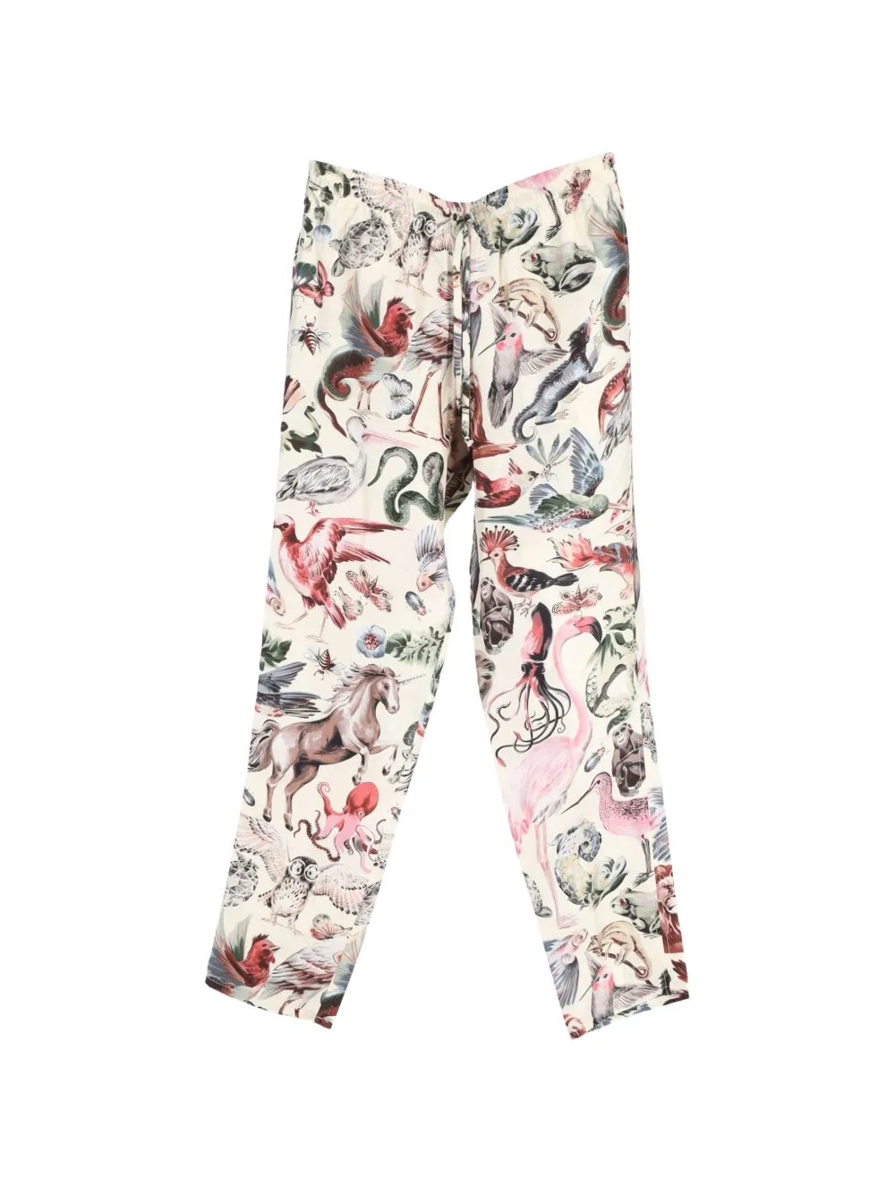 Valentino Garavani Pre-Owned animal-design straight-leg trousers - Toni neutri