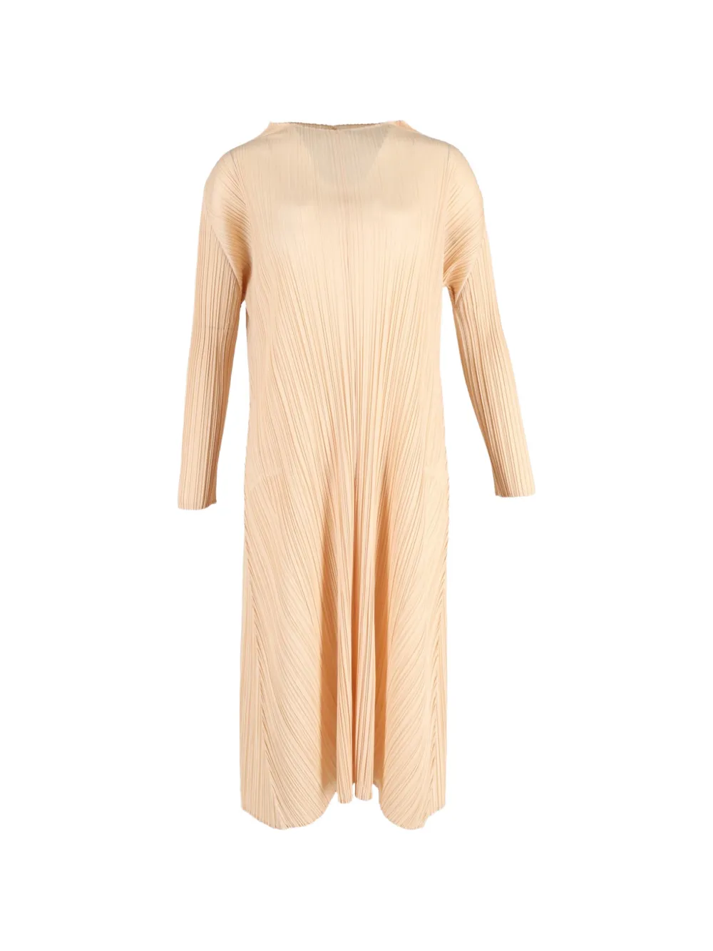 Issey Miyake Pre-Owned pleated long-sleeve midi dress - Toni neutri