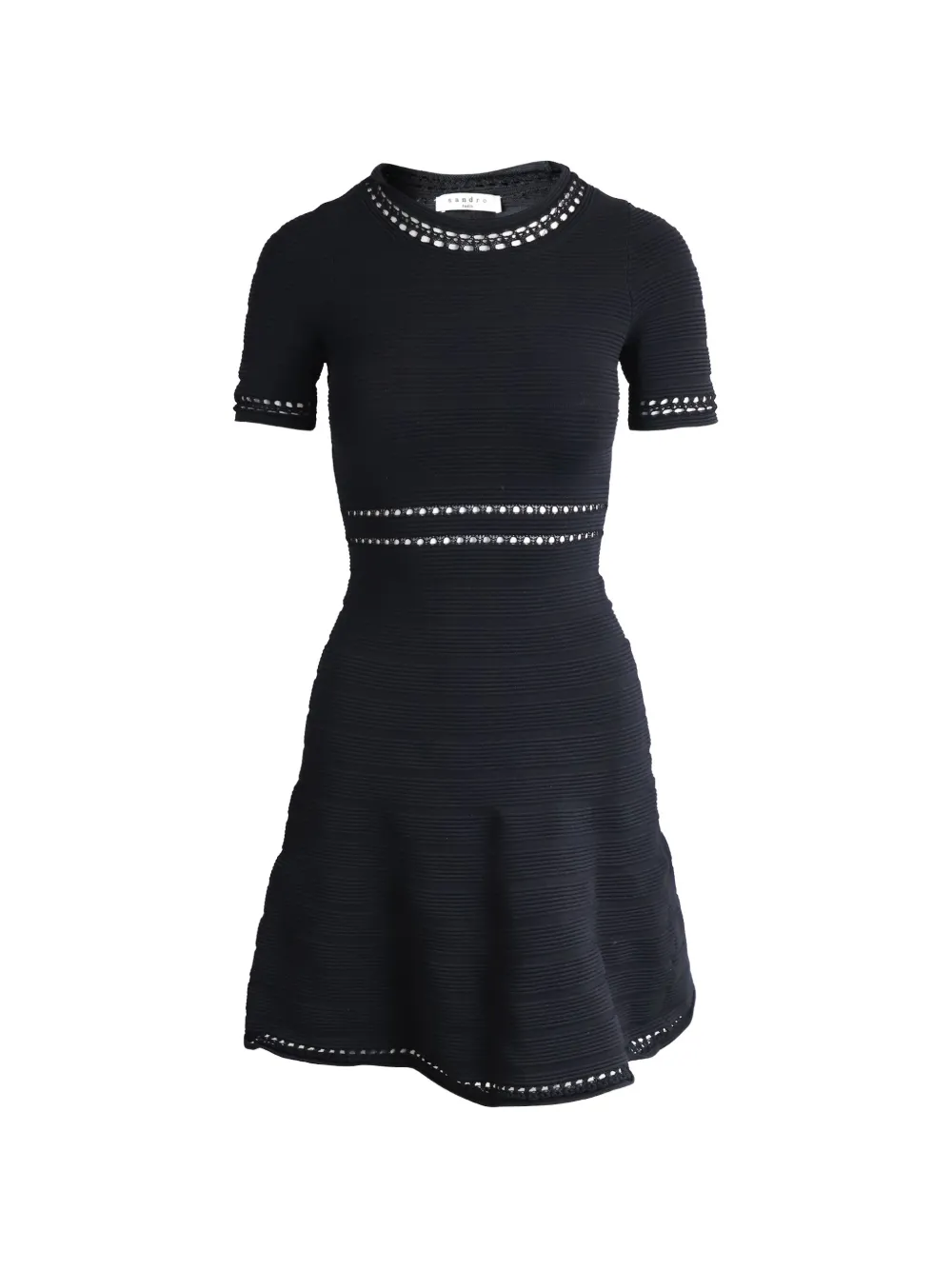 SANDRO perforated-detail midi dress - Nero