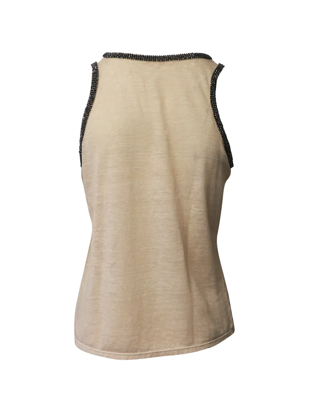 Jewel-Neckline Linen Tank Top