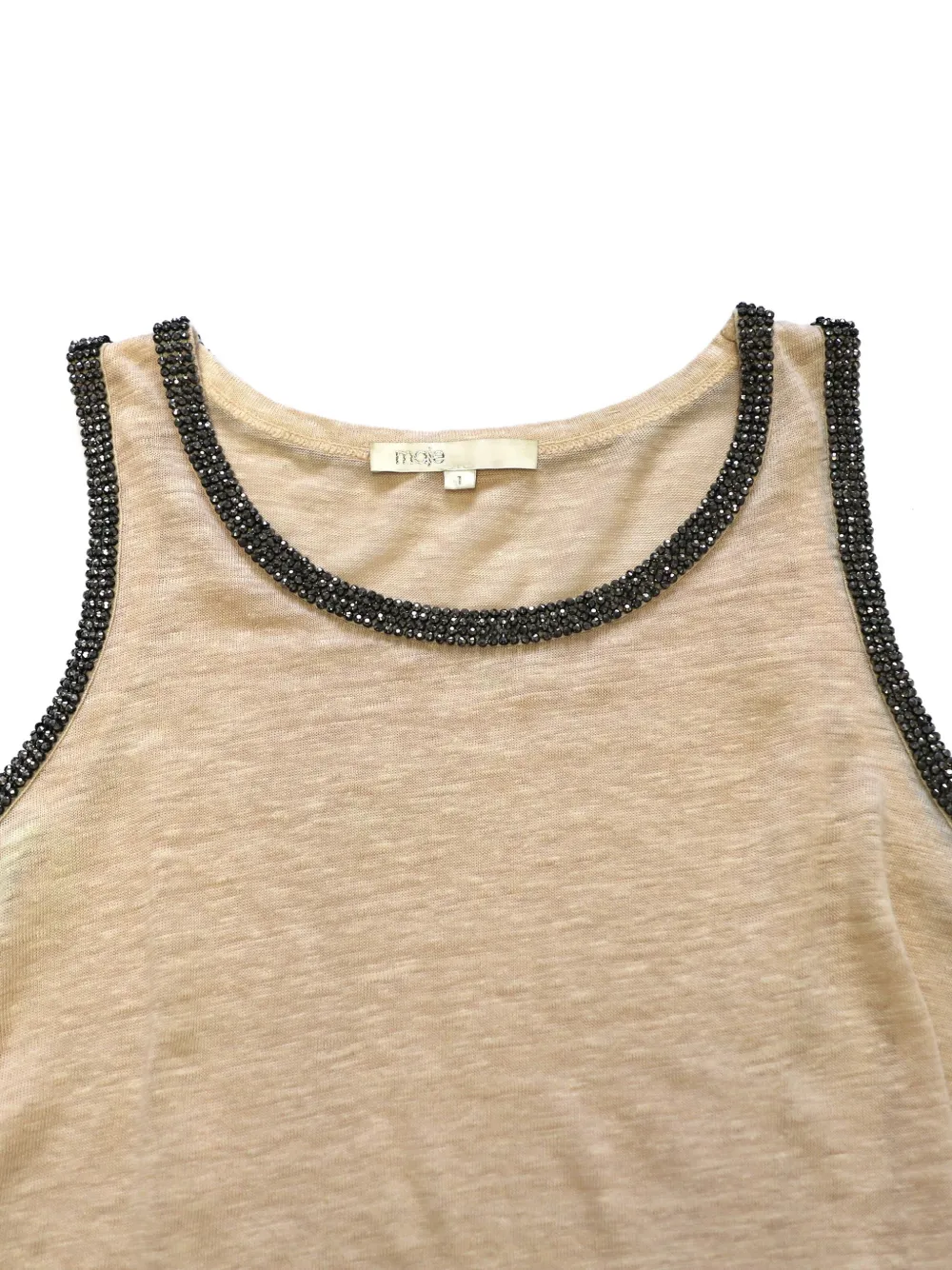 Jewel-Neckline Linen Tank Top