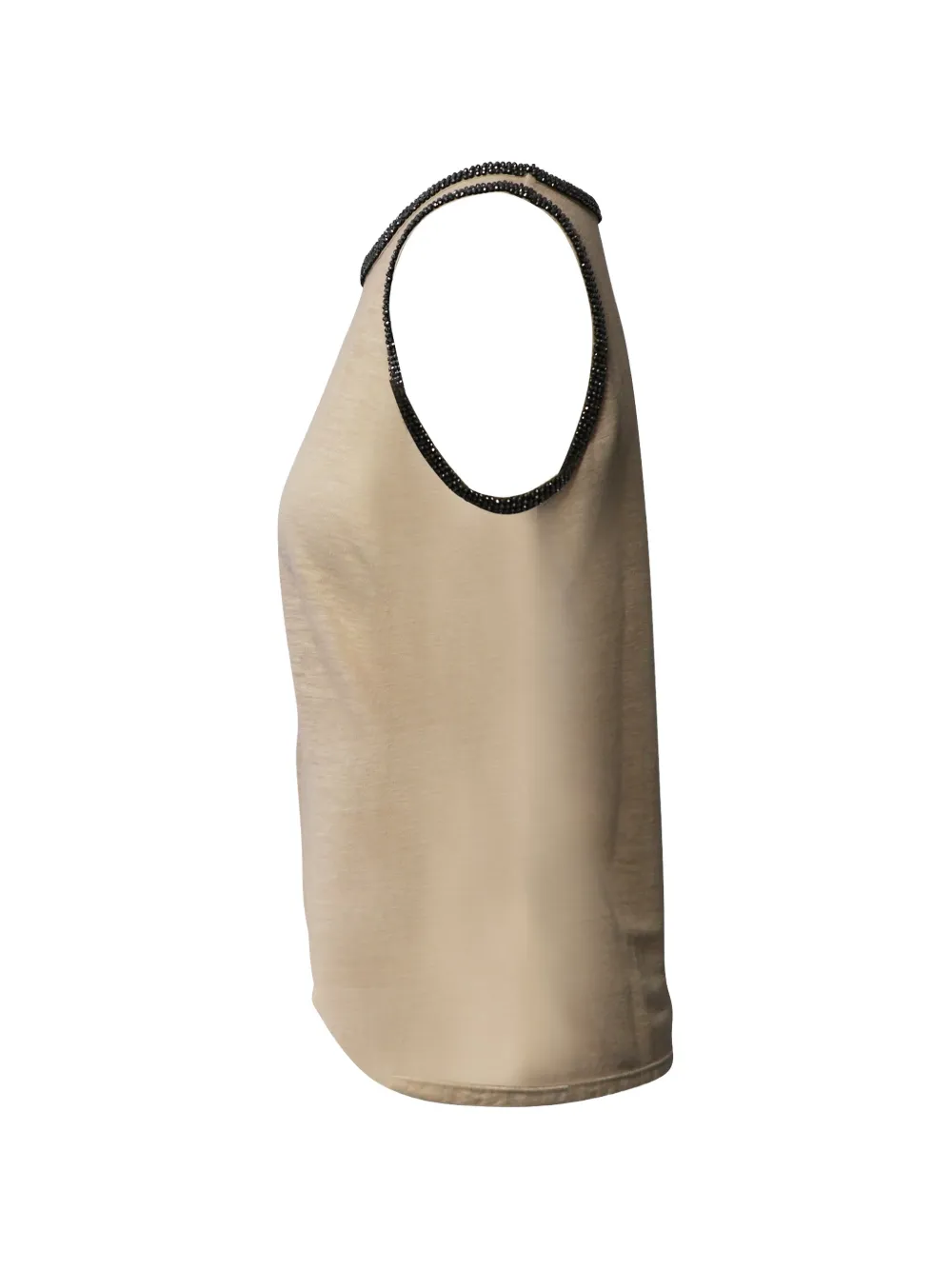 Jewel-Neckline Linen Tank Top
