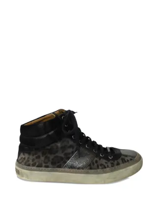 Jimmy Choo Pre-Owned Belgravia leopard-print lace-up Sneakers