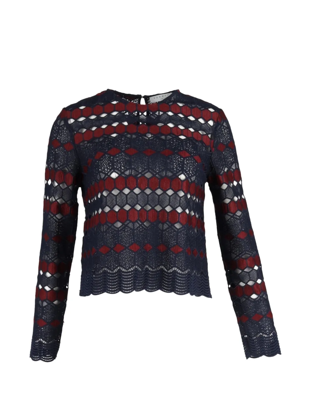 SANDRO lace-detail long-sleeved blouse - Blu