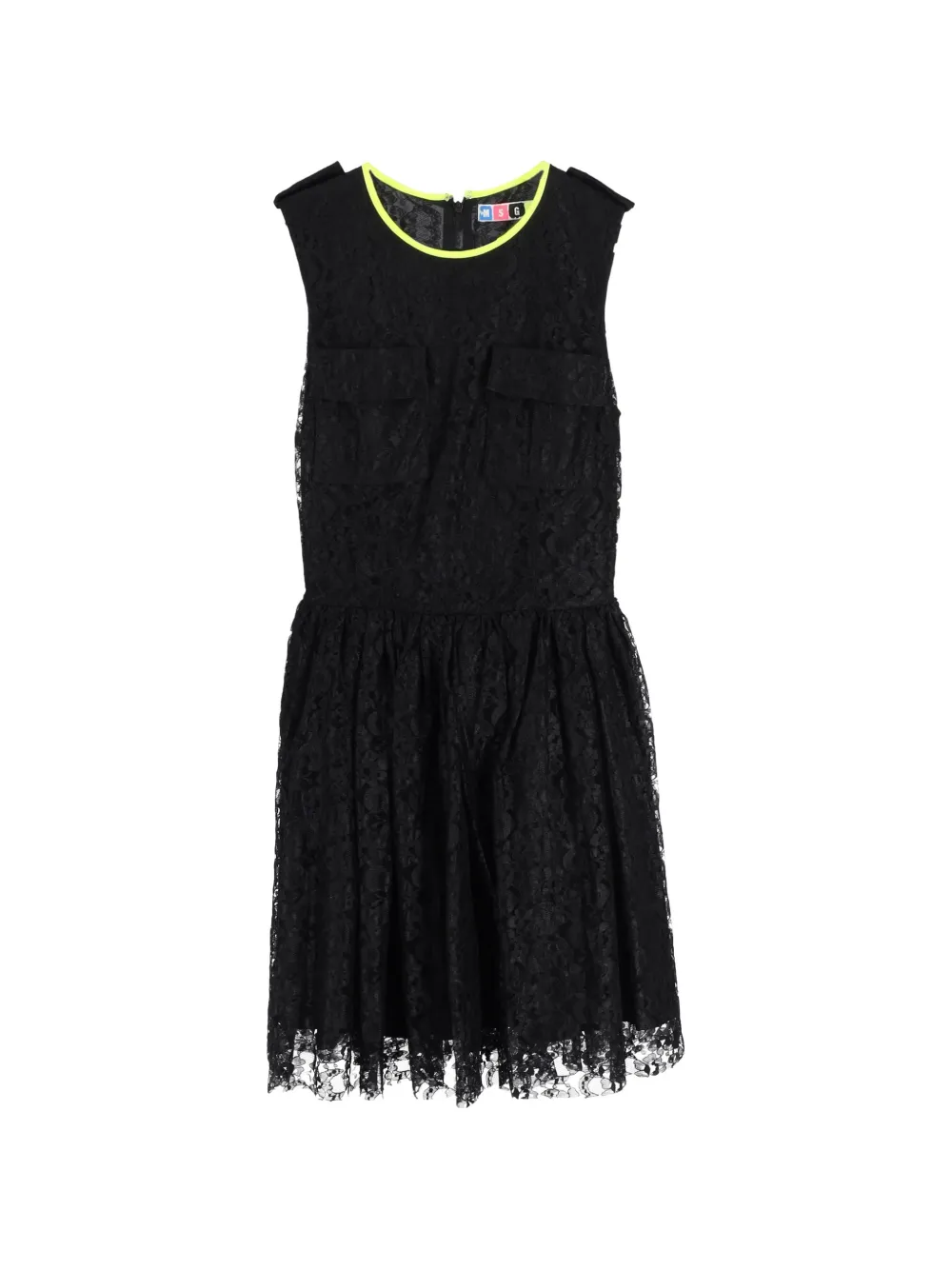 MSGM lace-detail skater mini dress - Nero