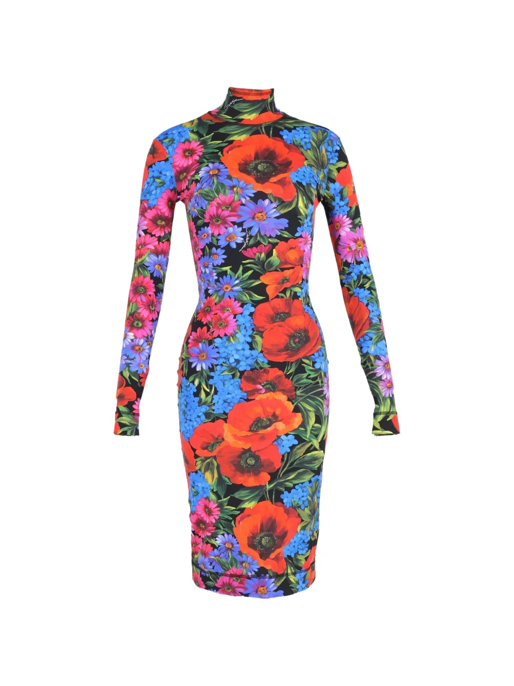 Dolce & Gabbana Pre-Owned floral-print turtleneck dress - Nero