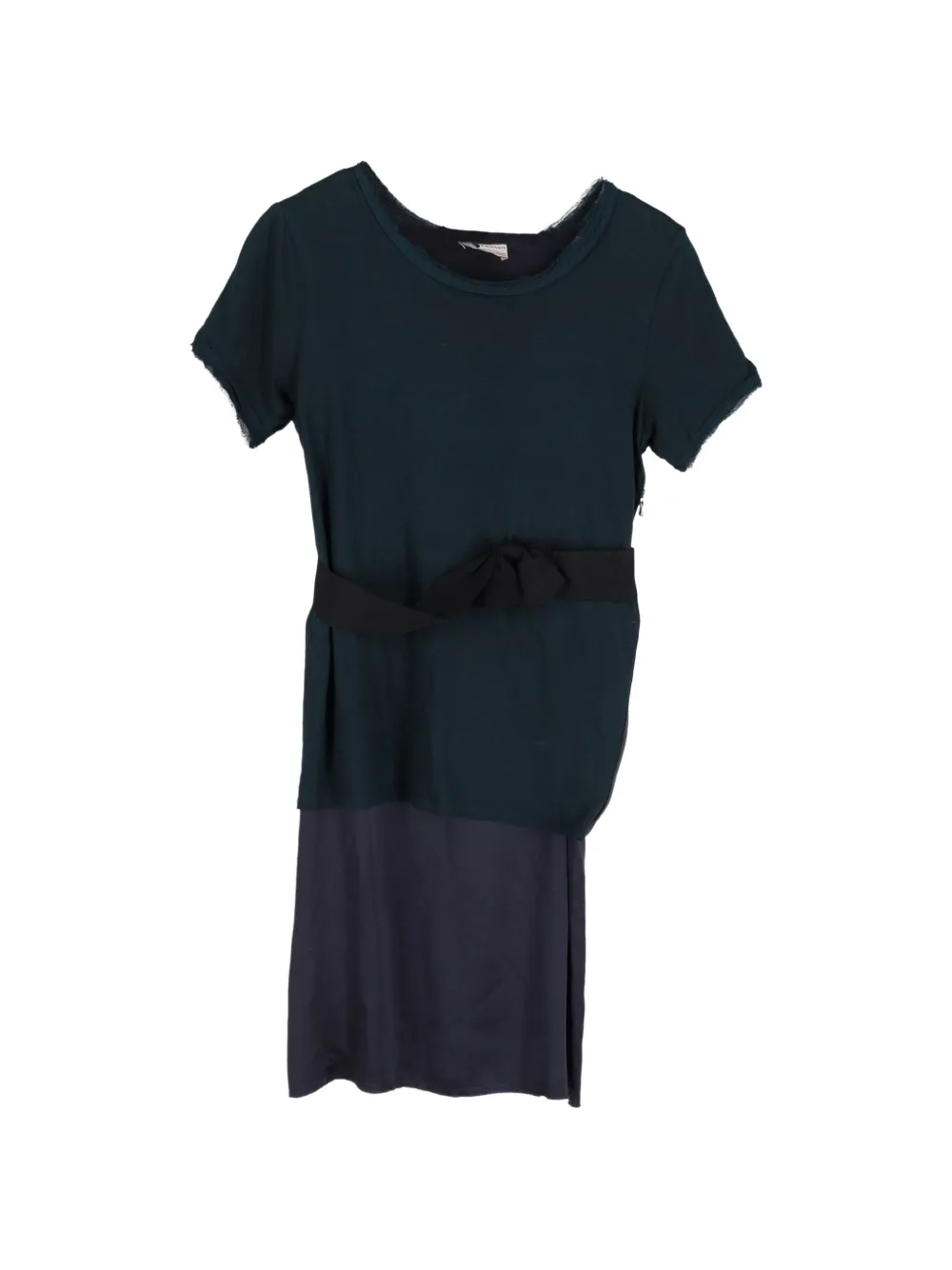Pre-owned Lanvin Bow Belted Shift Dress In Green