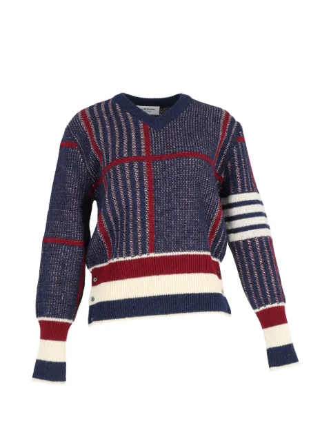 Thom Browne plaid V-neck sweater
