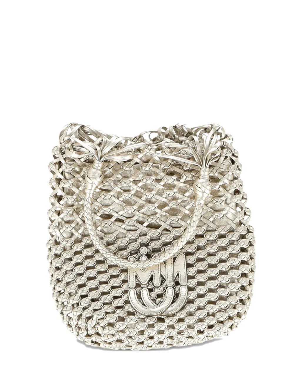 Miu Miu Pre-Owned weave effect leather tote bag - Argento