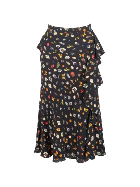 Alexander McQueen Pre-Owned printed ruffle-detail midi skirt