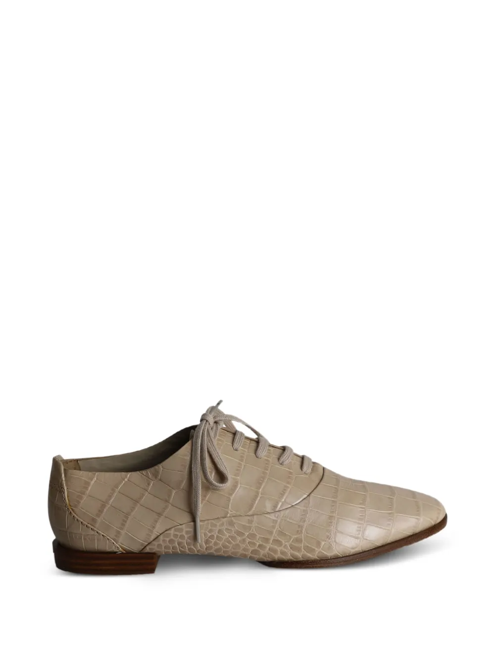Pre-Owned Alexander Wang Ingrid croc-embossed lace-up oxford shoes - Nude