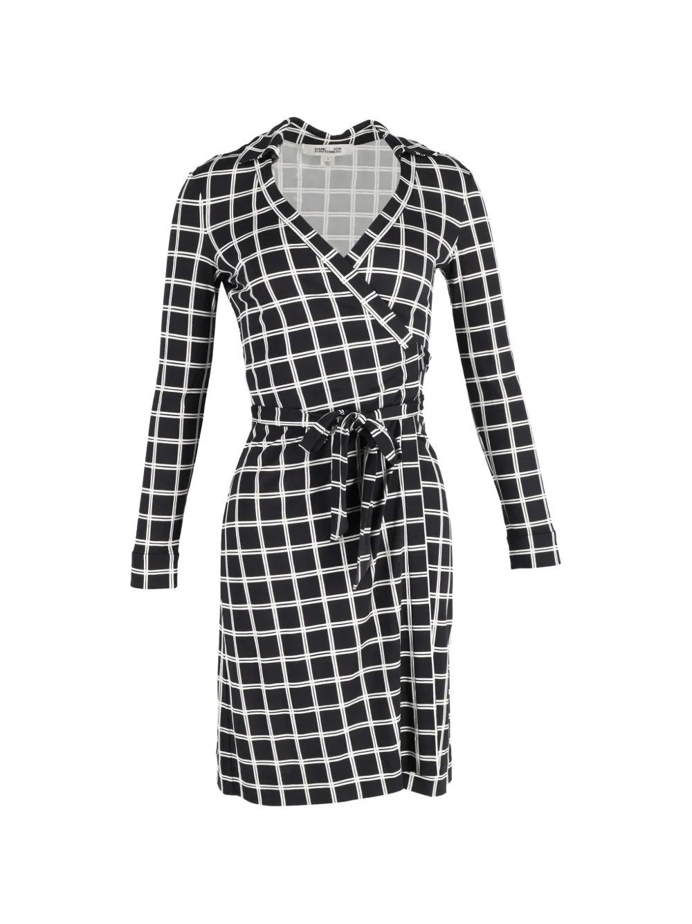 Diane Von Furstenberg Vintage checkered wrap mini dress - Nero