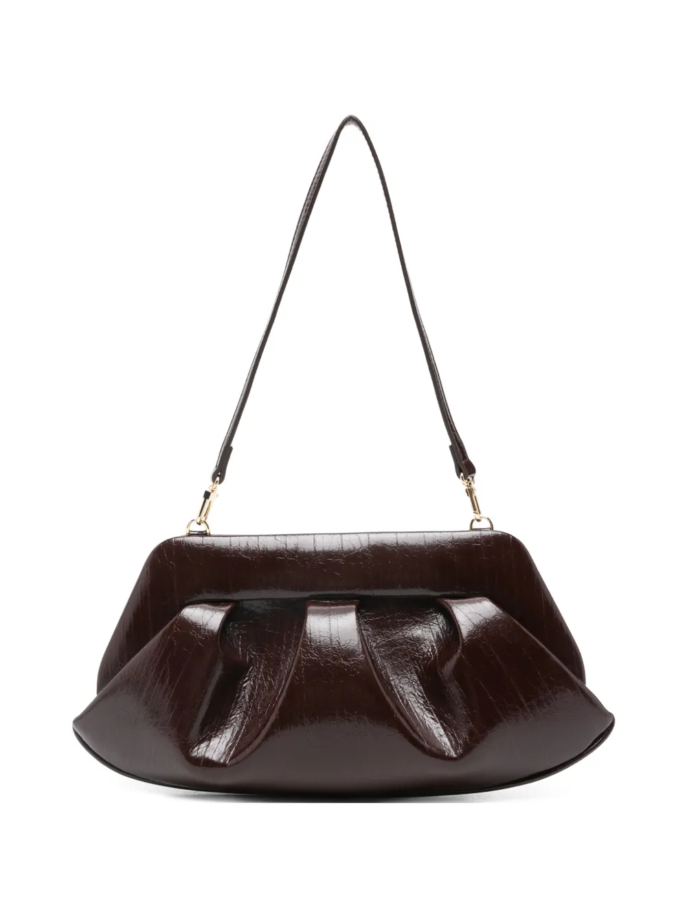 Themoirè Bios gathered clutch bag - Marrone