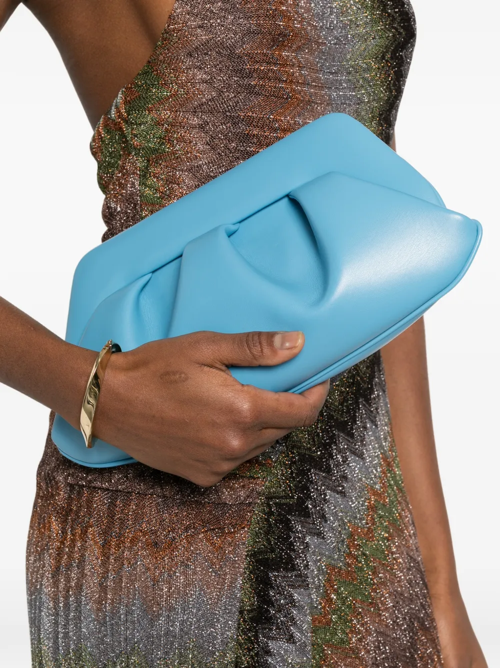 Themoirè Bios gesmockte clutch Blauw