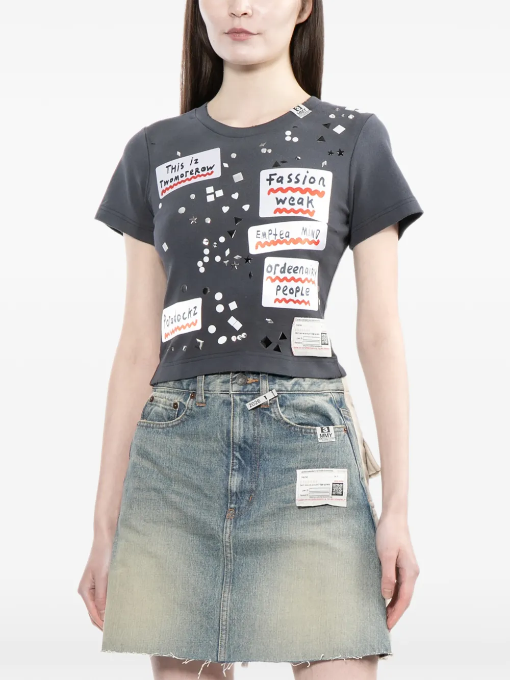  Maison Mihara Yasuhiro Slogan-print T-shirt - Grey 