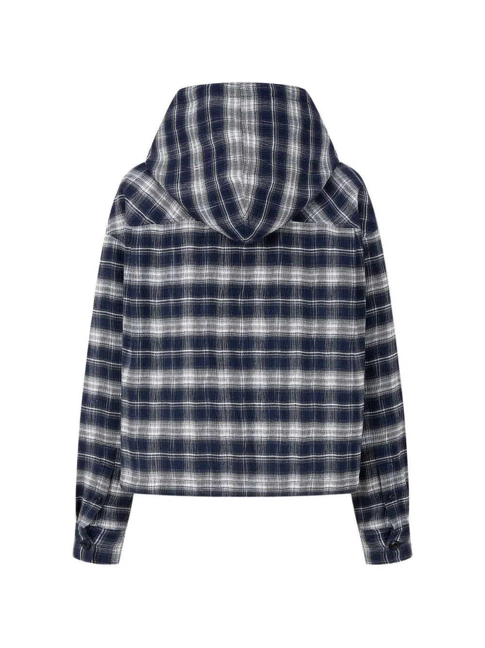 Check-Pattern Hooded Jacket