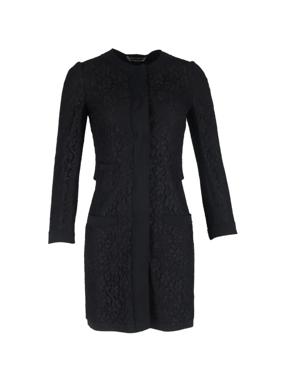 Dolce & Gabbana Pre-Owned lace collarless coat - Nero