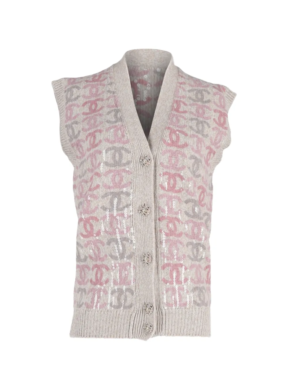 CHANEL Pre-Owned sequined button-down vest - Toni neutri