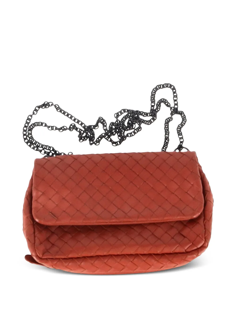 Bottega Veneta Pre-Owned baby Olimpia woven chain shoulder mini bag - Arancione