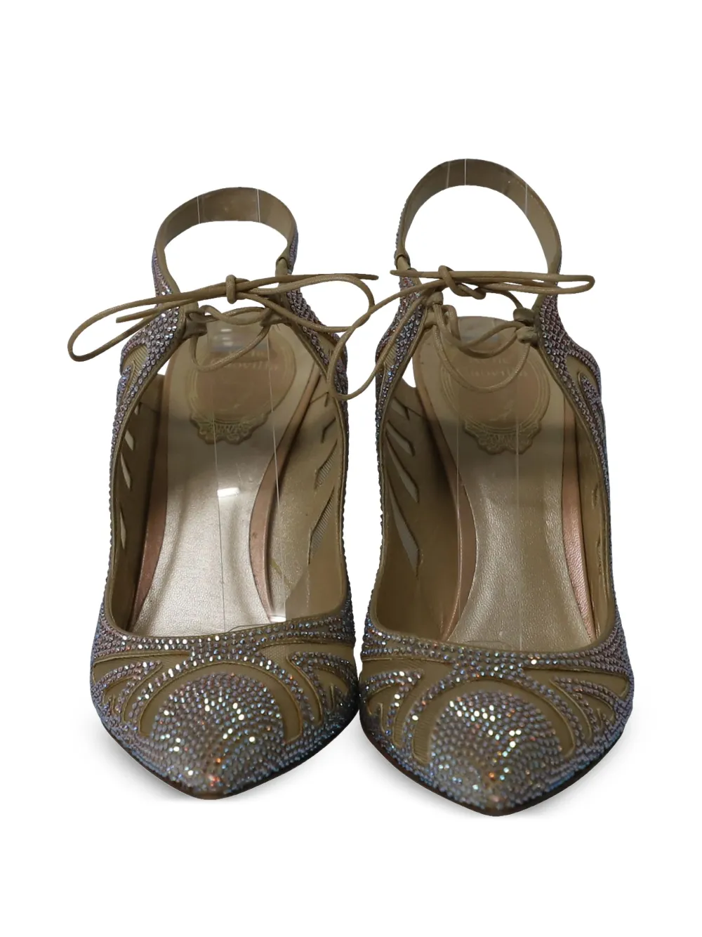 Crystal-Embellished Heeled Pumps