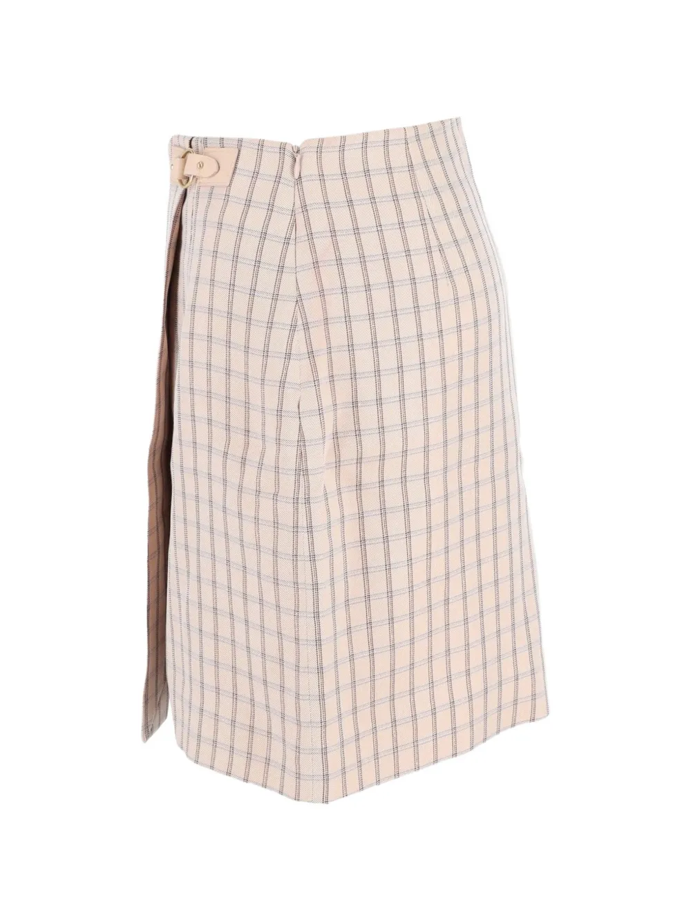 Checked-Pattern Wrap Mini Skirt