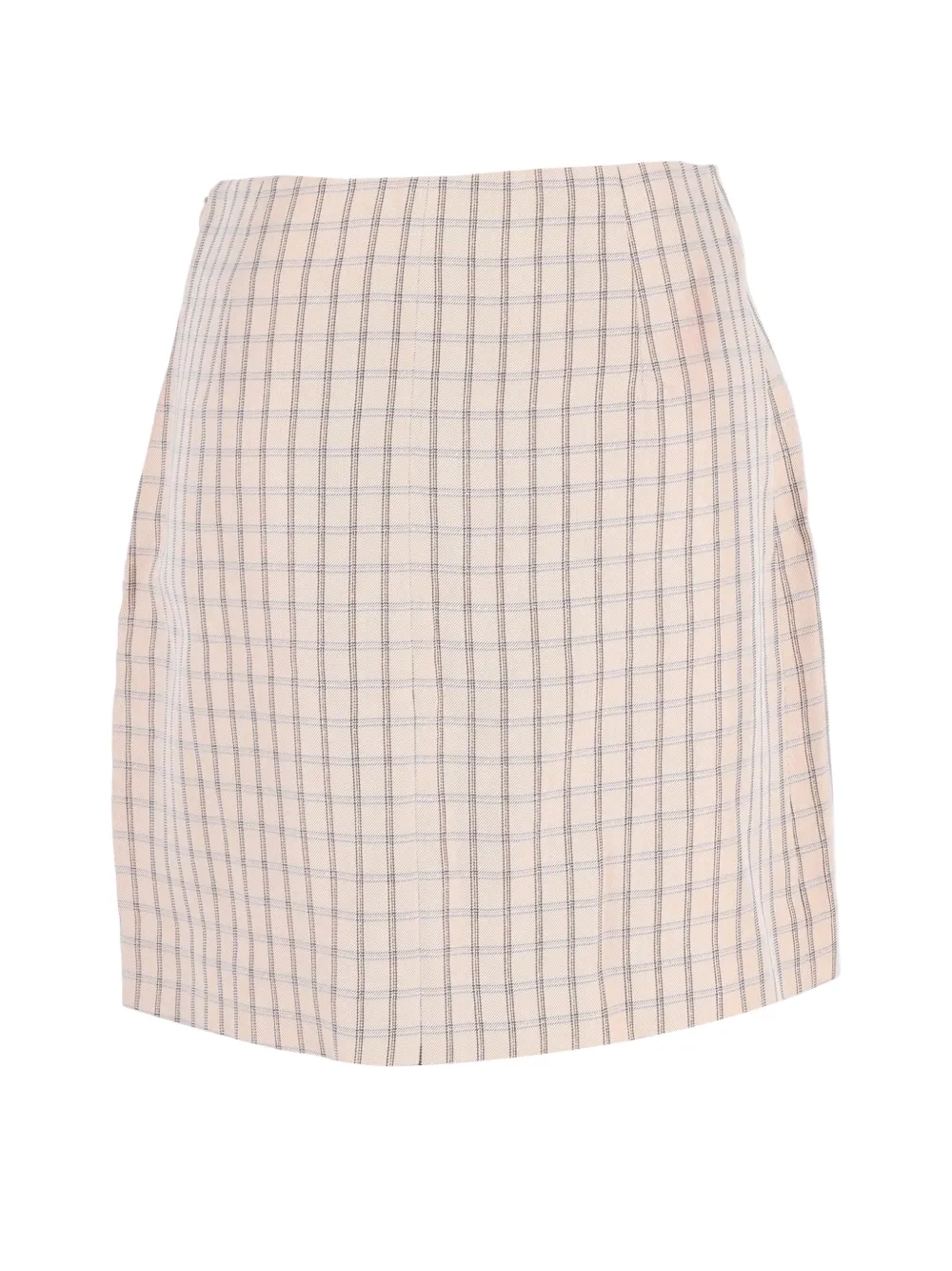 Checked-Pattern Wrap Mini Skirt
