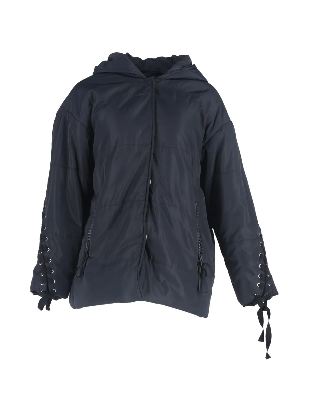 Pre-owned Maje Quilted Hooded Jacket In Blue