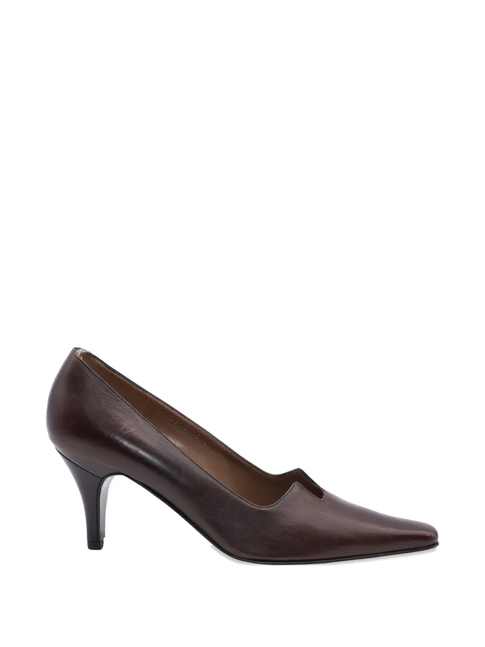 Gucci Pre-Owned square-toe leather pumps - Marrone