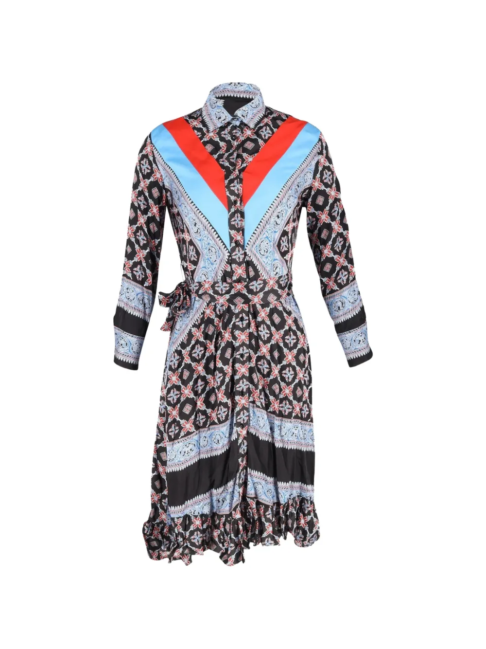 SANDRO belted printed shirt dress - Nero