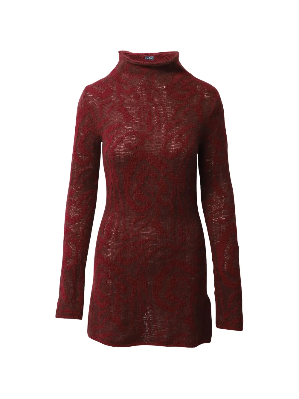 Etro Vintage paisley-jacquard roll-neck mini dress - Rosso
