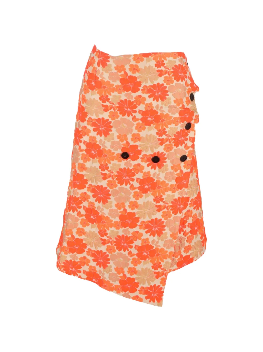 Jil Sander Pre-Owned floral-jacquard wrap midi skirt - Arancione