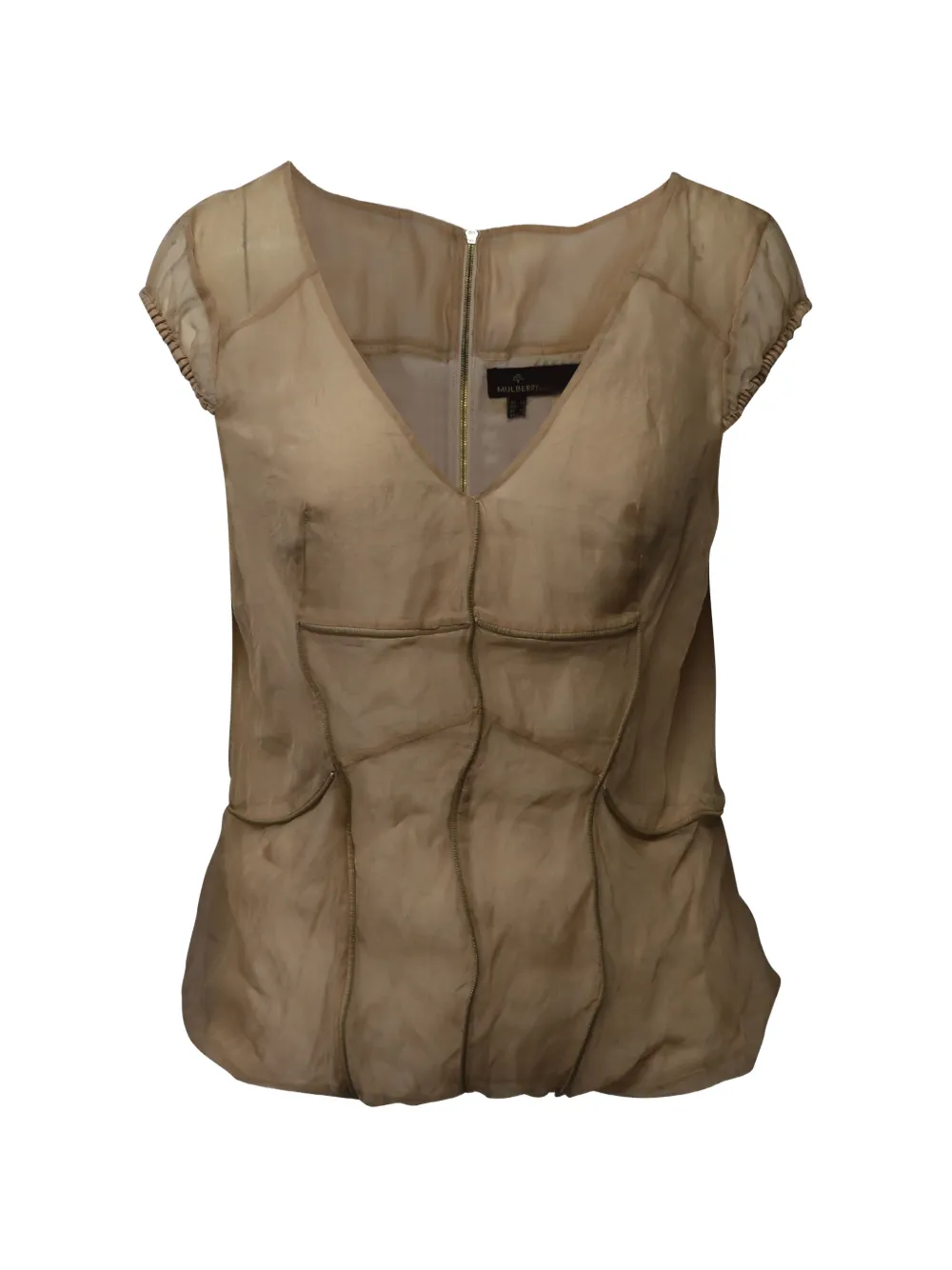 Mulberry Pre-Owned V-neck gathered blouse - Marrone
