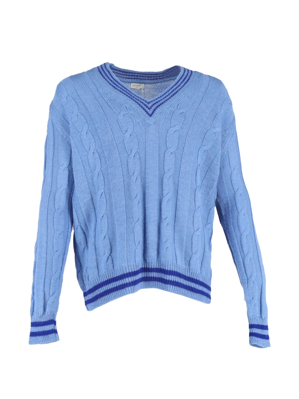 Dries Van Noten Pre-Owned cable-knit V-neck sweater - Blu