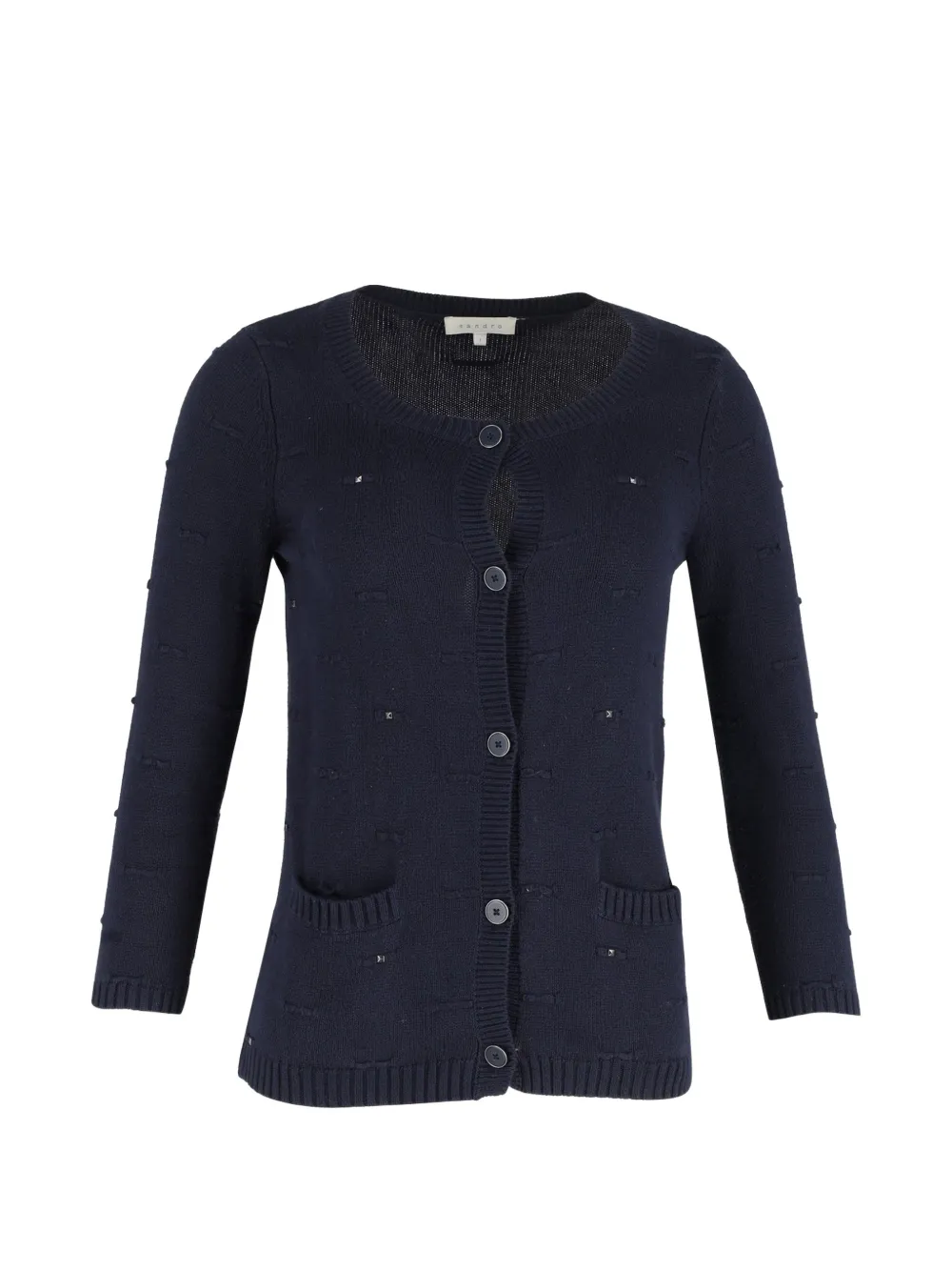 Pre-owned Sandro Studded Button Cardigan In Blue