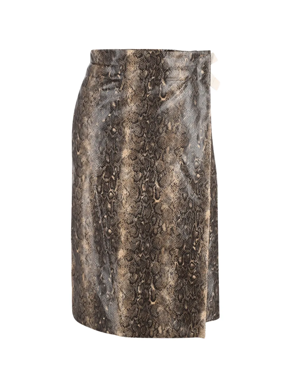 GANNI snake-print self-tie skirt - Grigio
