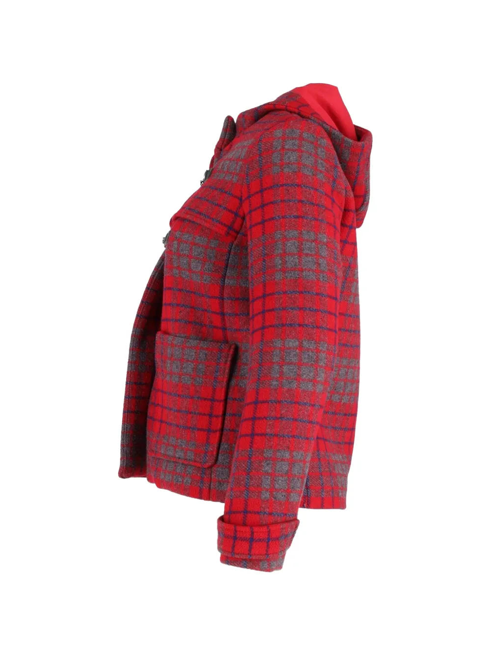 Maje hooded checkered jacket - Rosso