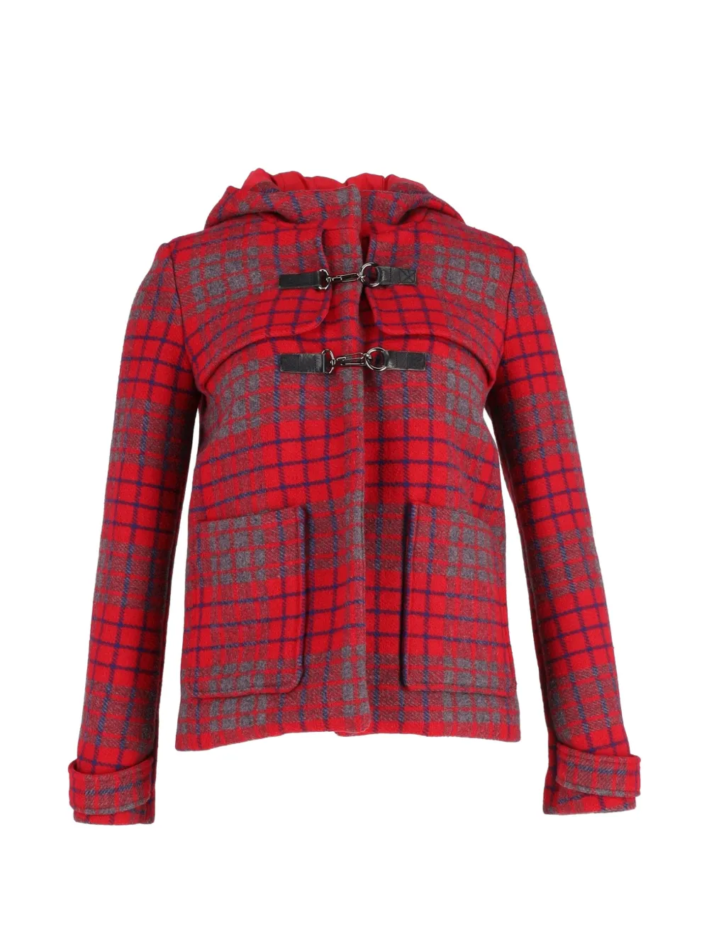 Maje hooded checkered jacket - Rosso