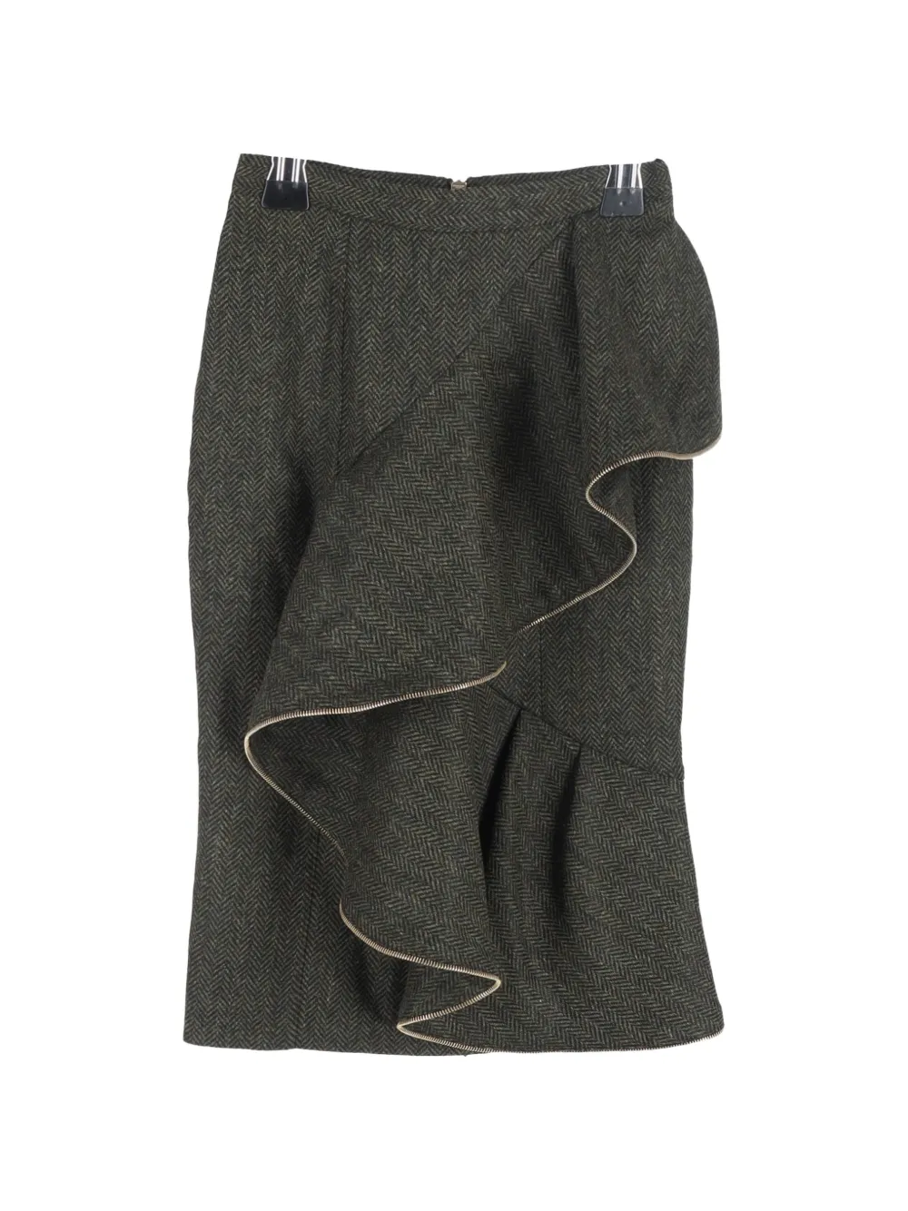 Burberry Pre-Owned ruffled pencil midi skirt - Verde