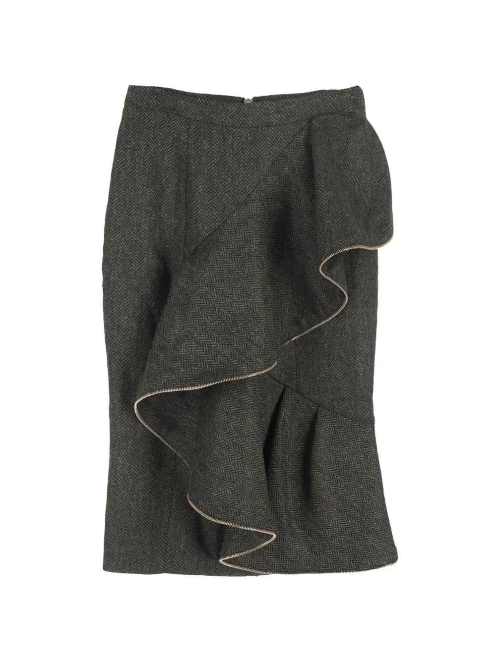 Burberry Pre-Owned ruffled pencil midi skirt - Verde