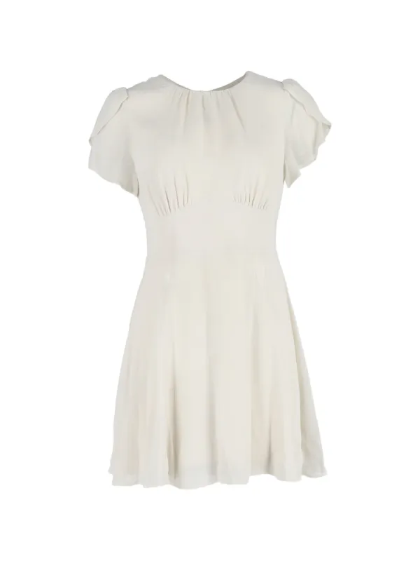 white mini dress reformation REFORMATION SEATTLE PUFF SLEEVE LINEN MINI WHITE MINI DRESS sz 10